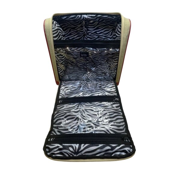 Nicole Miller Womens Beige & Red Rolling Tote Bag With Front Pocket - Picture 11 of 15